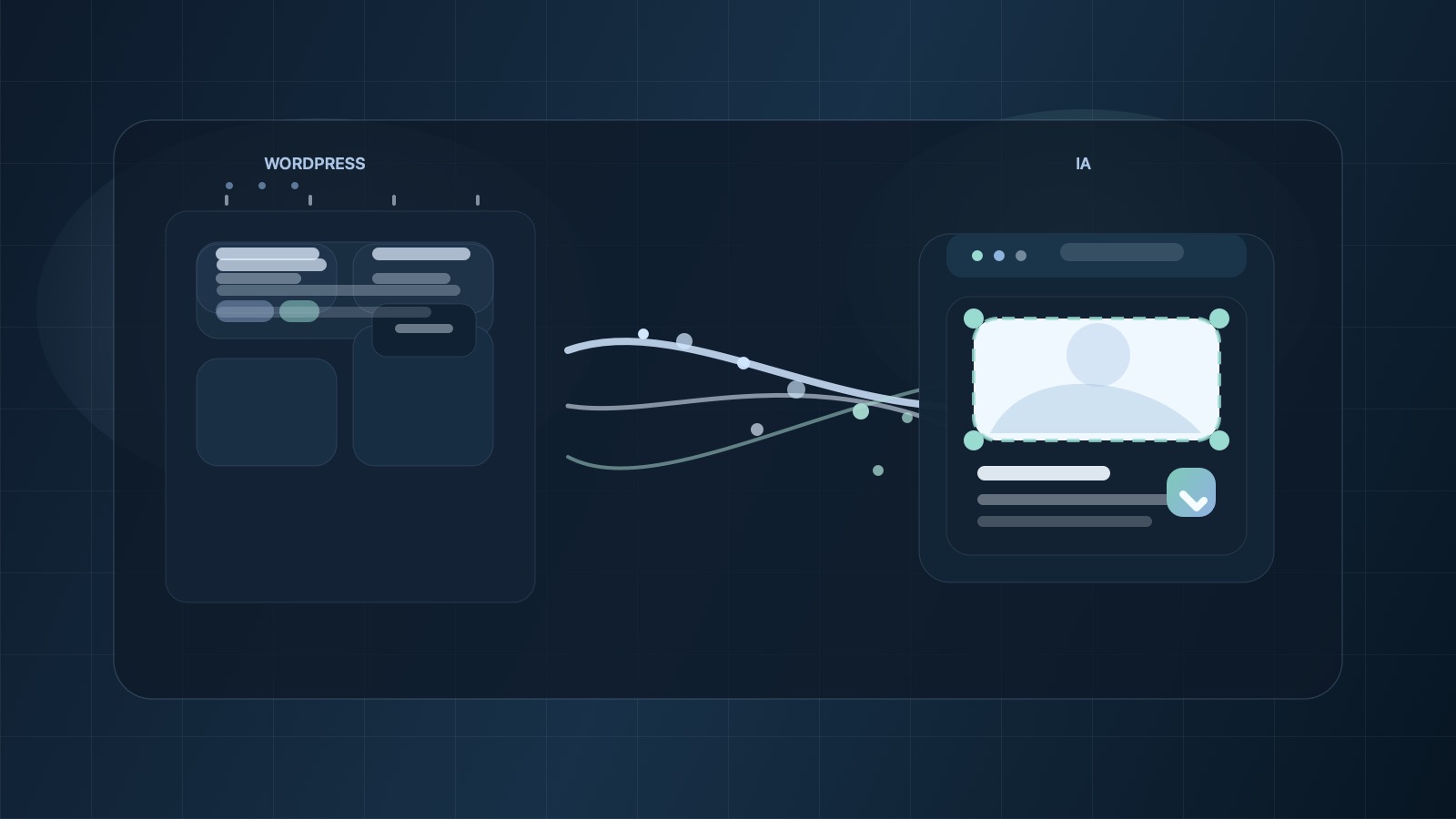 Illustration of the shift from WordPress to AI web creation